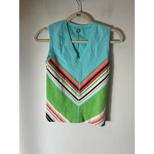 One Girl Who Teal Blue Sleeveless V-Neck Shell Sz S